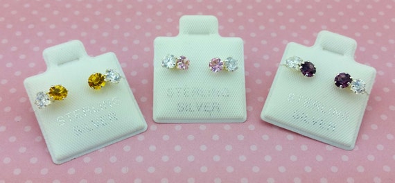 925 Sterling Silver Micro Pave Cubic Zirconia Screw back Stud Earrings 9mmx8mm