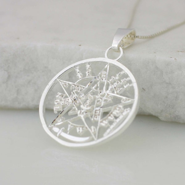 Sterling Silver Pentagram, Silver Pentagram Necklace, Pagan Pendant, Pentacle Necklace, Wicca, Spiritual Jewelry, Silver Tetragrammaton  28