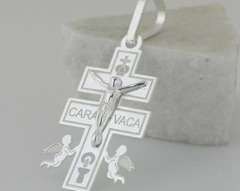 Sterling Silver Caravaca Cross, Silver Caravaca Cross Necklace, Silver Caravaca Crucifix, Religious Jewelry, Protection Charm, Caravaca