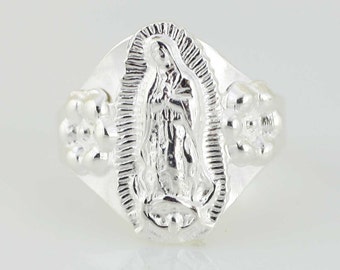 Our Lady Guadalupe Sterling Silver Woman Ring, Sterling Silver 925 Guadalupe Ring, Virgin of Guadalupe Ring, Catholic jewelry