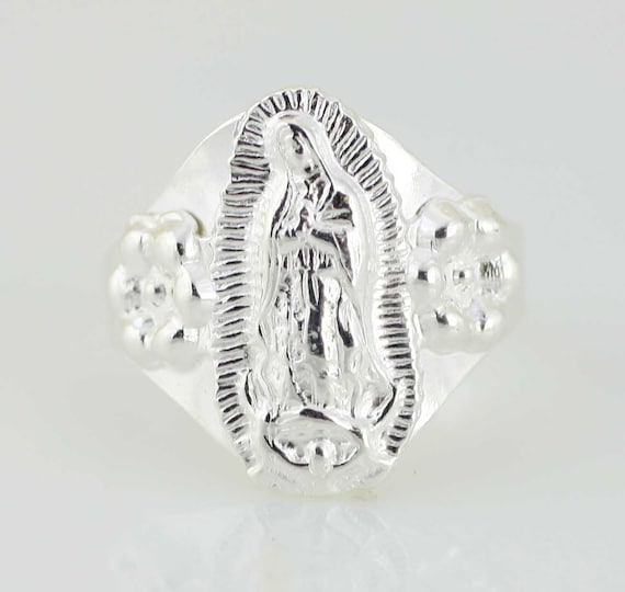 Our Lady Guadalupe Sterling Silver Woman Ring Sterling Silver 925 Guadalupe Ring Virgin of Guadalupe Ring Catholic Jewelry Etsy