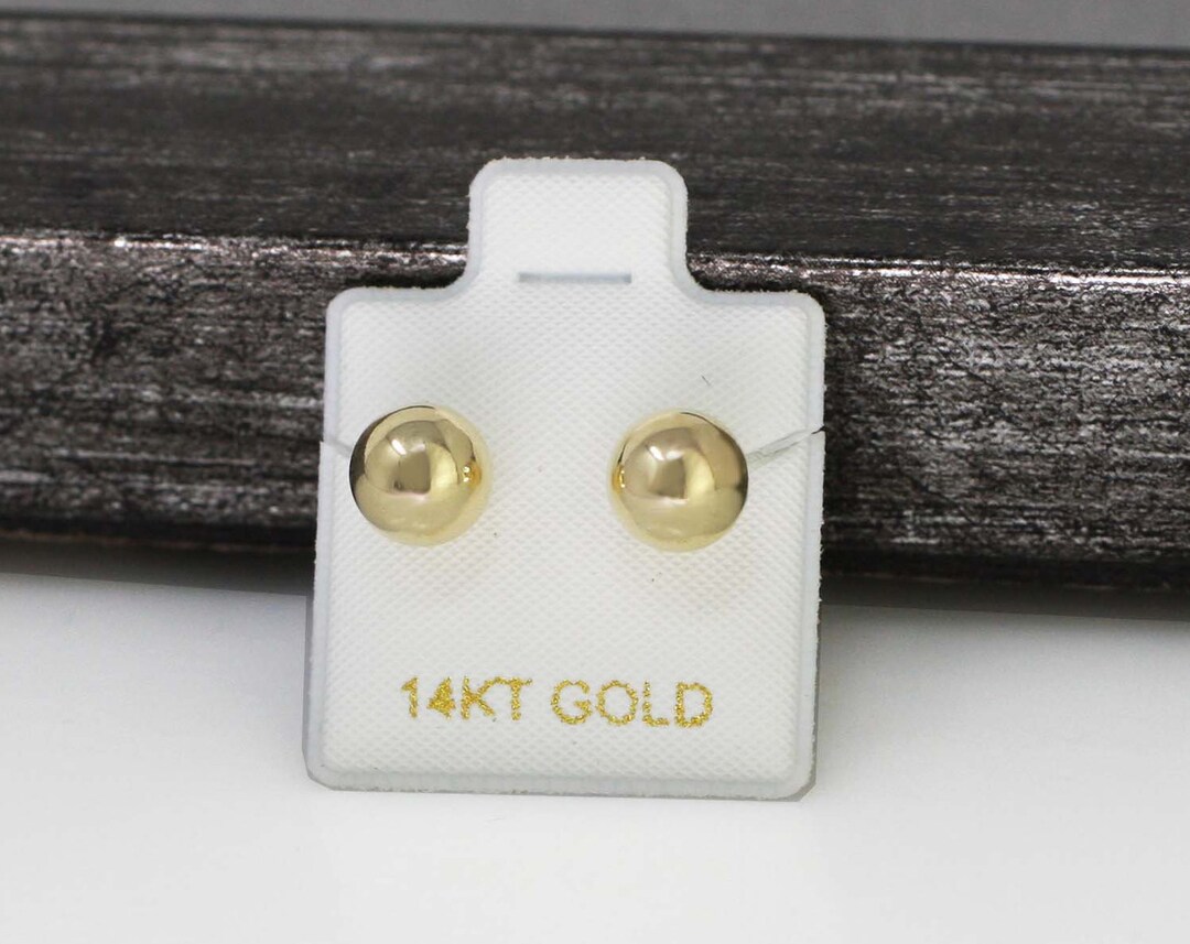 7mm 14k gold ball stud earrings Clearance