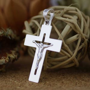 Silver Cross Necklace, Medieval Cross Necklace, Crucifix Cross Pendant, Solid Silver Cross Necklace, Silver Crucifix Necklace, Light Cross