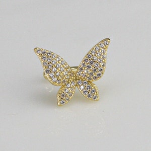 Gold über Sterling Silber Schmetterling Ohrmanschette Cz, Kein Piercing, False Helix Piercing, Silber Knorpel Ohr Manschette, CZ Schmetterling