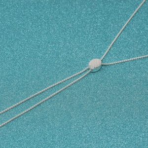 Silver Oval Slider Long Necklace, Sterling Silver Oval Necklace, Boho Necklace, Silver Modern Necklace, Adjustable Long Necklace, Valentine
