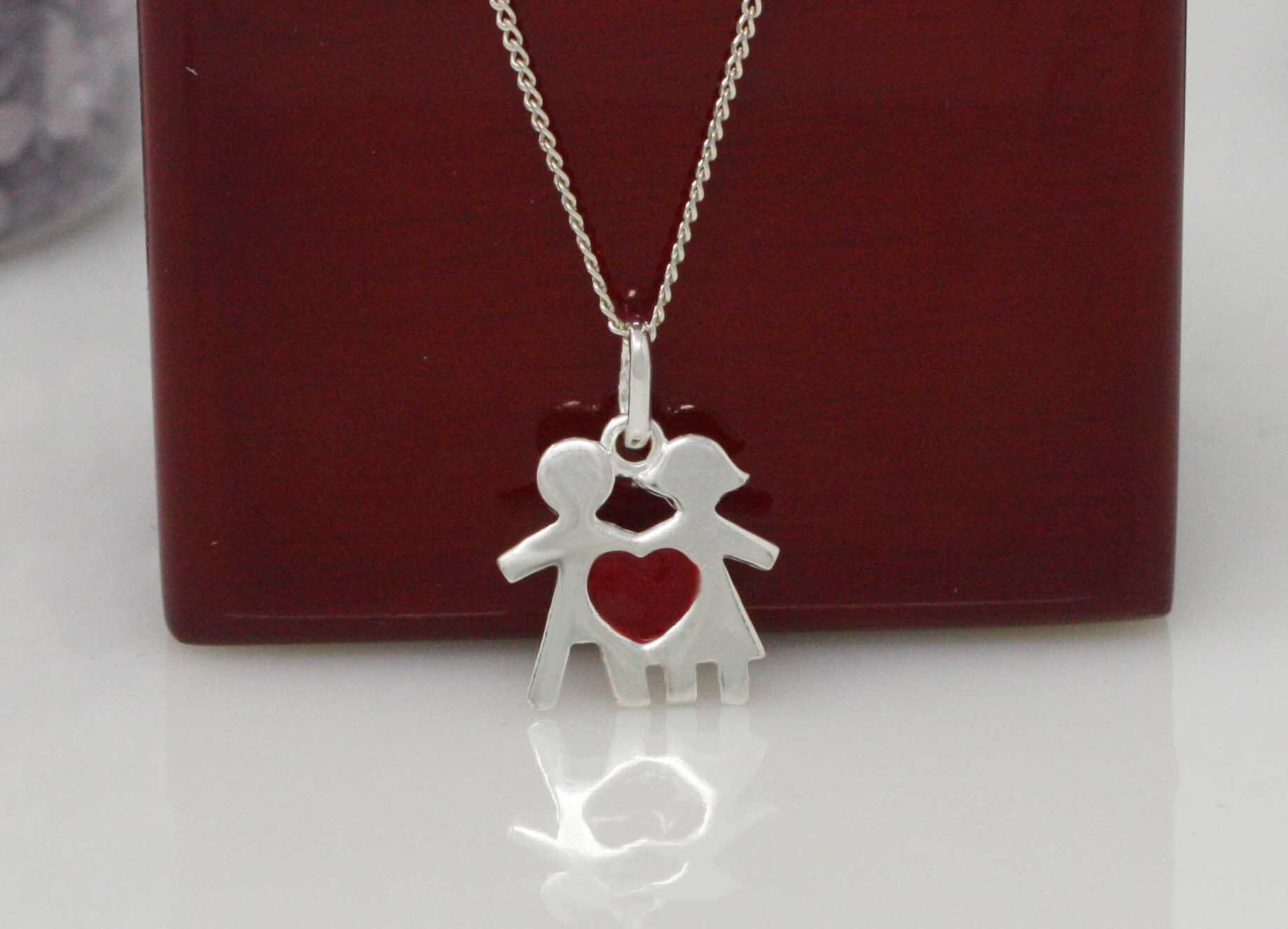 Silver Boy and Girl Necklace Silver Love Necklace Etsy