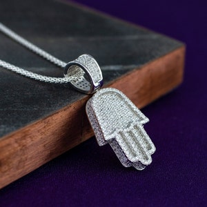 Multistone Hamsa Necklace, Hand of Fatima Jewelry, Sterling Silver Hand Necklace, Kabbalah Jewelry, Evil Eye Charm, Modern Jewelry