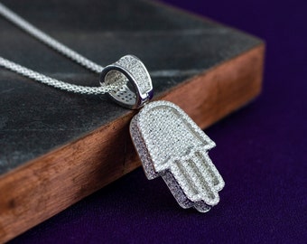 Amulette Hamsa Blanche Contre Le Mauvais œil, Collier Argenté, Bijou Kabbale, Porte-bonheur, Neuf