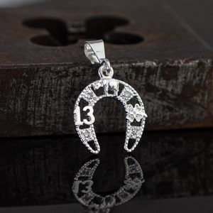 Horseshoe Necklace, Buena Suerte Necklace, Sterling Silver Small Horseshoe Necklace, Silver Good Luck Symbols Talisman Pendant,