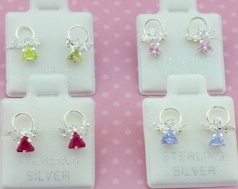 Örhängen i sterlingsilver med ängel, örhängen i ängel med CZ, örhängen i silver med flera stenar, örhängen i sterlingsilver med ängel