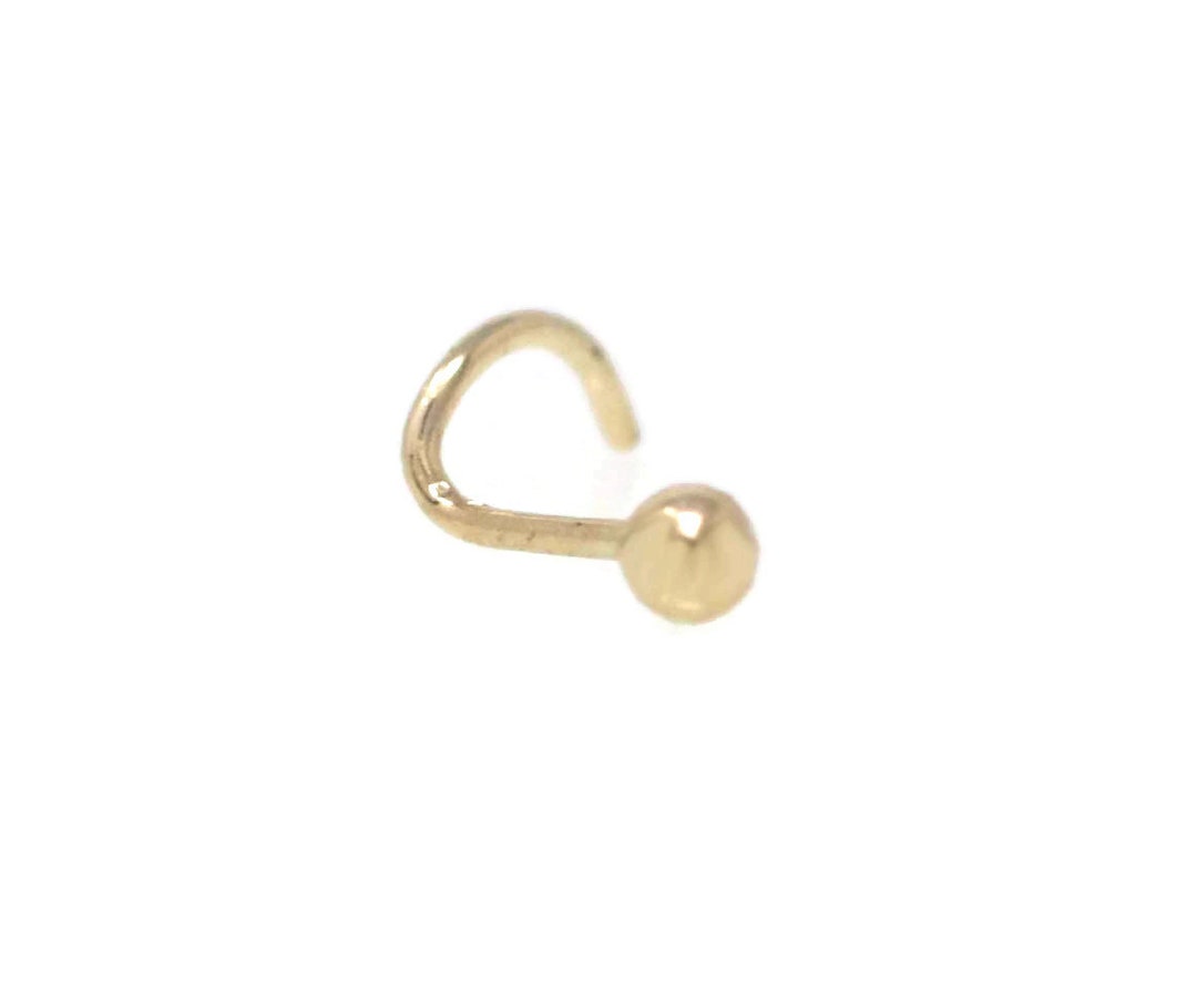 14K Solid Yellow Gold Ball Nose Stud , 14k Nose Stud, Solid Ball Stud