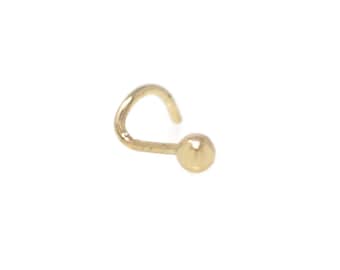 14K Solid Yellow Gold Ball Nose Stud , 14k Nose Stud, Solid Ball Stud, Screw in nose stud, 14k Gold Nose Piercing Stud