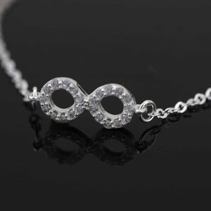 Infinity Anklet, Sterling Silver Infinity Anklet, Cz Infinity Anklet, Infinity Love Silver Anklet, Infinity Anklet with Cz, Beach Jewelry