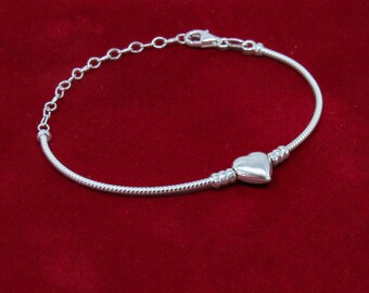 Sterling Silver Heart Bracelet, Silver Heart Bracelet, Silver Heart Bracelet, Modern Bracelet, Love Bracelet