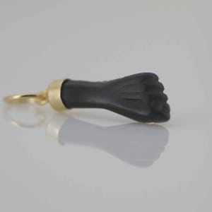 14K Resin Azabache color Figa Hand ,14K SOLID GOLD,  FIGA Amulet Charm, Mano Fico, Figa or Fig Hand Charm 14k Gold, Protection Charm