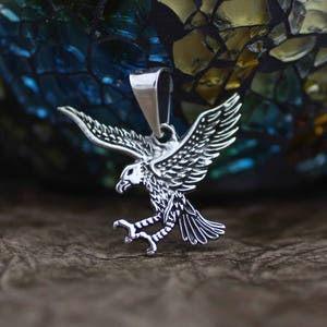 Sterling silver Eagle Necklace, Mens Necklace, Silver Oxidized Eagle Pendent, American Eagle Necklace, Silver Eagle Pendant, Animal Jewelry