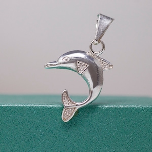 Sterling Silver Dolphin Necklace, Dolphin Charm, Silver Solid Dolphin, Silver Dolphin Charm, Silver Dolphin Pendant, Sea Jewelry