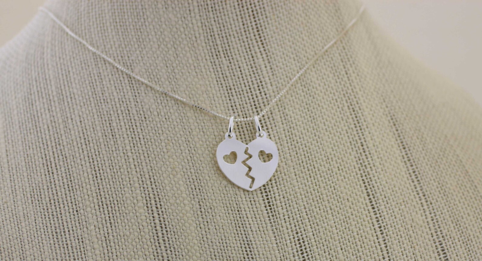 Breakaway Heart Necklace Sterling Silver Break Heart Etsy