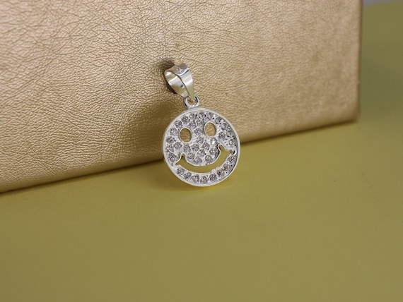 Buy Silver Smile Pendant, Sterling Silver Emoji Necklace, Silver