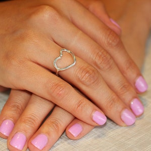 Sterling Silver Heart Ring, Silver Heart Ring, Love Ring, Open Heart Ring, Anillo Corazon