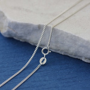 Sterling Silver Curb Chain Fine Necklace with Spring Clasp, Solid 925 Sterling Silver Curb Chain, Sterling Silver Cuban Link 1.4mm