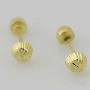 14K Yellow Gold 5mm Laser Cut Ball Stud Earrings - ERF56135-931677