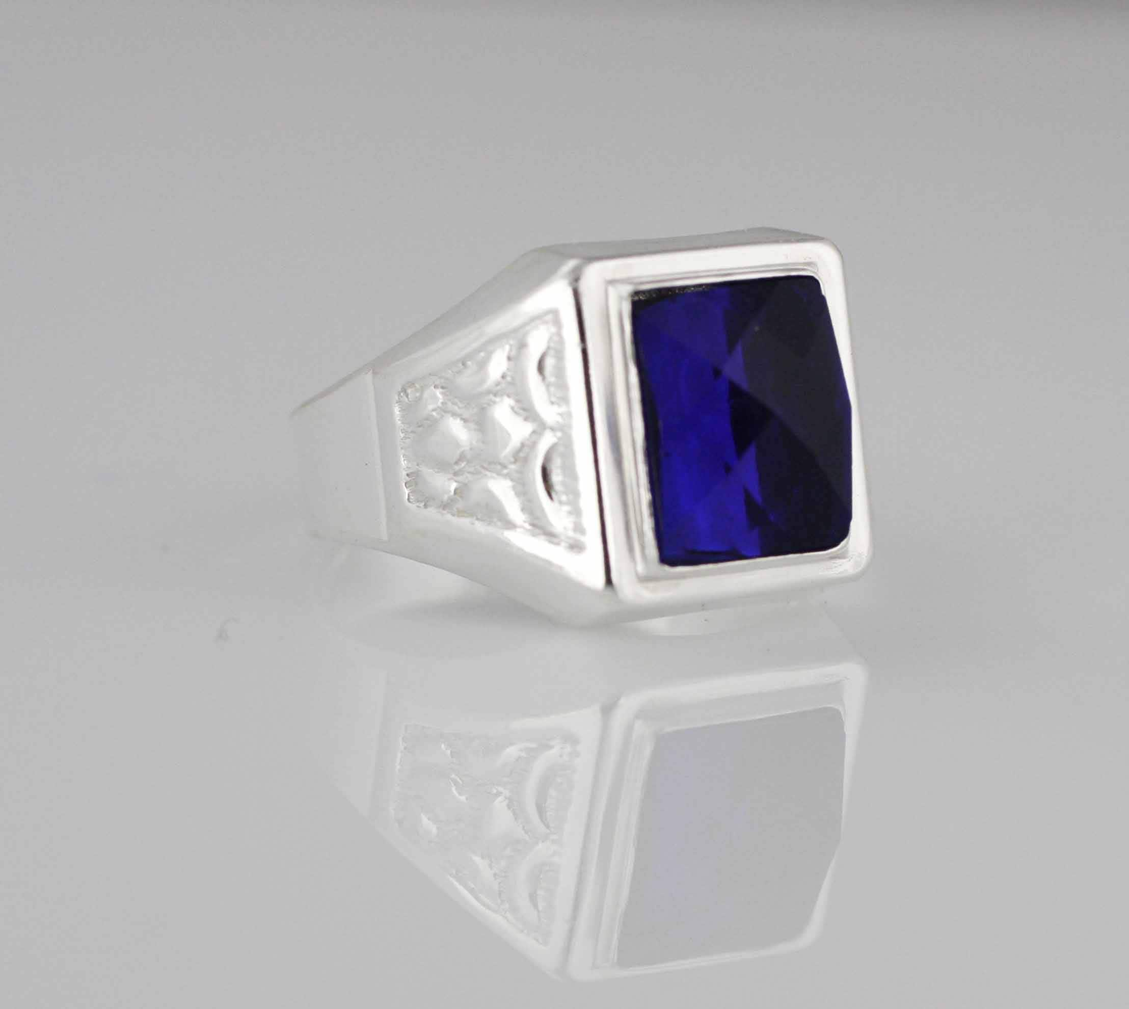 Anillo de los hombres de azul de la plata de - Etsy México