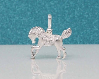 Silver Horse, Sterling Silver Horse Necklace, Horse Pendant, Horse Charm, 925 Solid Sterling Silver Horse, Equestrian Charm, Stallion Horse