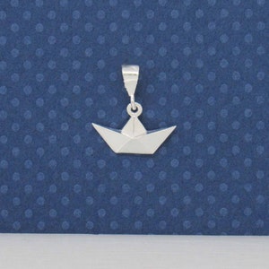 Sterling Silver Origami Boat Necklace, Silver Origami Ship Necklace, Sterling Silver Paper Boat Necklace, Silver Origami Boat Pendant image 4