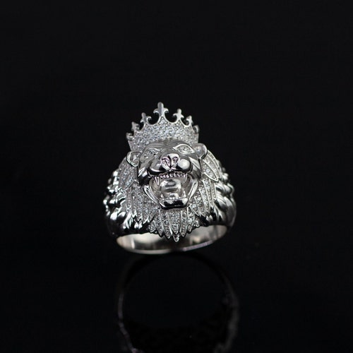 Silver Lion Ring, Men Lion Ring, shops Sterling Silver Lion Head Ring, Lion Face Ring, Solid Lion Men Ring, Men Ring, Animal Jewelry, rhodium