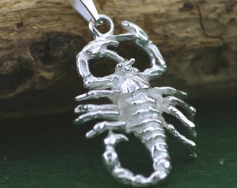 Scorpion Necklace, Sterling Silver Scorpion Necklace, Men's Necklace, Scorpion Pendant, Silver Scorpion, Zodiac Necklace, Alacran de Plata