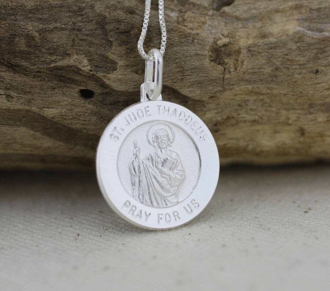 St. Jude Medal, Saint Jude Necklace, Sterling Silver St Jude Necklace ...