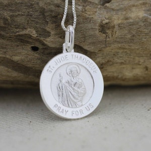 St. Jude Medal, Saint Jude Necklace, Sterling Silver St Jude Necklace, Silver Saint Jude Medal, Saint of Hope and Impossible Causes