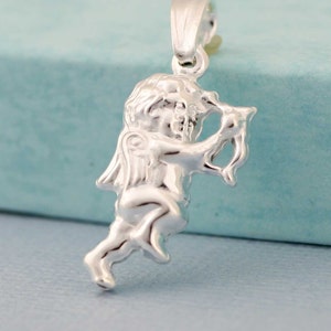 Cupid Pendent. Sterling Silver Angel. Silver Angel Charm, Angel Necklace, Cupid Necklace, Cupido en Plata. Valentine&#39;s Gift, Valentine Sale