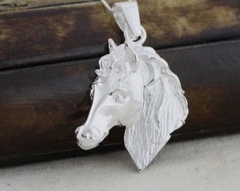 Large Silver Horse, Sterling Silver Horse Head Necklace, XL Horse Pendant, Horse Head Necklace, Men Necklace, Animal jewelry, Cowboy Jewelry