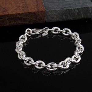 Sterling Silver Women  Bracelet, 925 Silver Hollow Chain Bracelet, Silver Modern Chain Woman Bracelet,  Silver Italian Bracelet