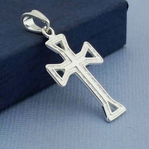 Sterling Silver Cross Necklace, Religious Charm, Protection Charm, Sterling Silver Pendant, Religious Jewelry, Silver Crucifix