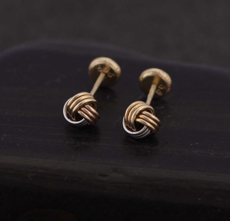 14K Gold Knot stud earrings 14K Solid Knot stud earrings 14K Etsy