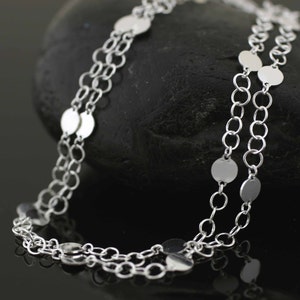 Double Link Chain Silver Anklet, Sterling Silver Anklet, Silver Disc Anklet,  Charm Anklet, Sparkly Anklet, Beach Jewelry, Adjustable Anklet