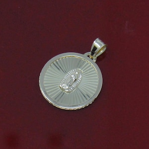 10K Guadalupe Necklace, 10K Gold Our Lady of Guadalupe Necklace, 10K Diamond Cut Gold Guadalupe Medal, Communion Necklace, Baptism Necklace