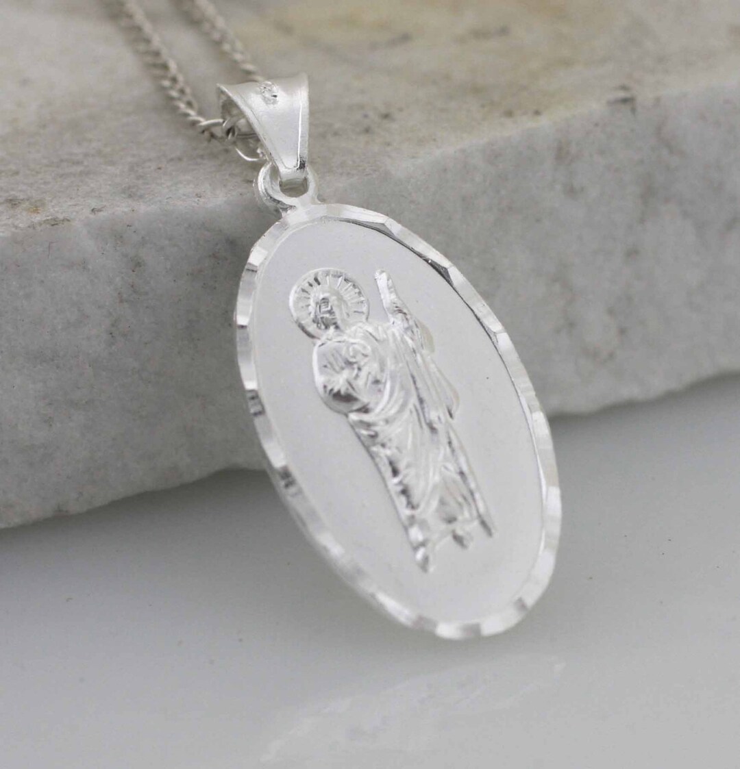 St. Jude Medal, Saint Jude Necklace, Sterling Silver St Jude Necklace ...
