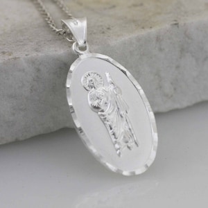St. Jude Medal, Saint Jude Necklace, Sterling Silver St Jude Necklace, Silver Saint Jude Double Medal, Saint of Hope and Impossible Causes