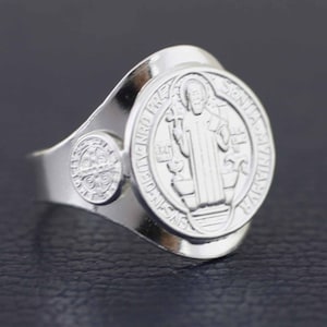 Sterling Silver Saint Benedict Ring, Sterling Silver 925 San Benito, Sterling Silver St Benedict, Catholic Jewelry