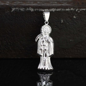 Sterling Silver Grim Reaper Necklace, Silver Santisima Muerte, Silver Ligth Santa Muerte Necklace, Holy Death Necklace, Santa Muerte
