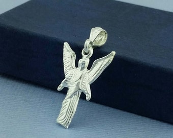 Sterling Silver Angel Pendant, Silver Angel Necklace, Angel Jewelry, Guardian Angel Charm, St Gabriel Pendant, Angel de Plata