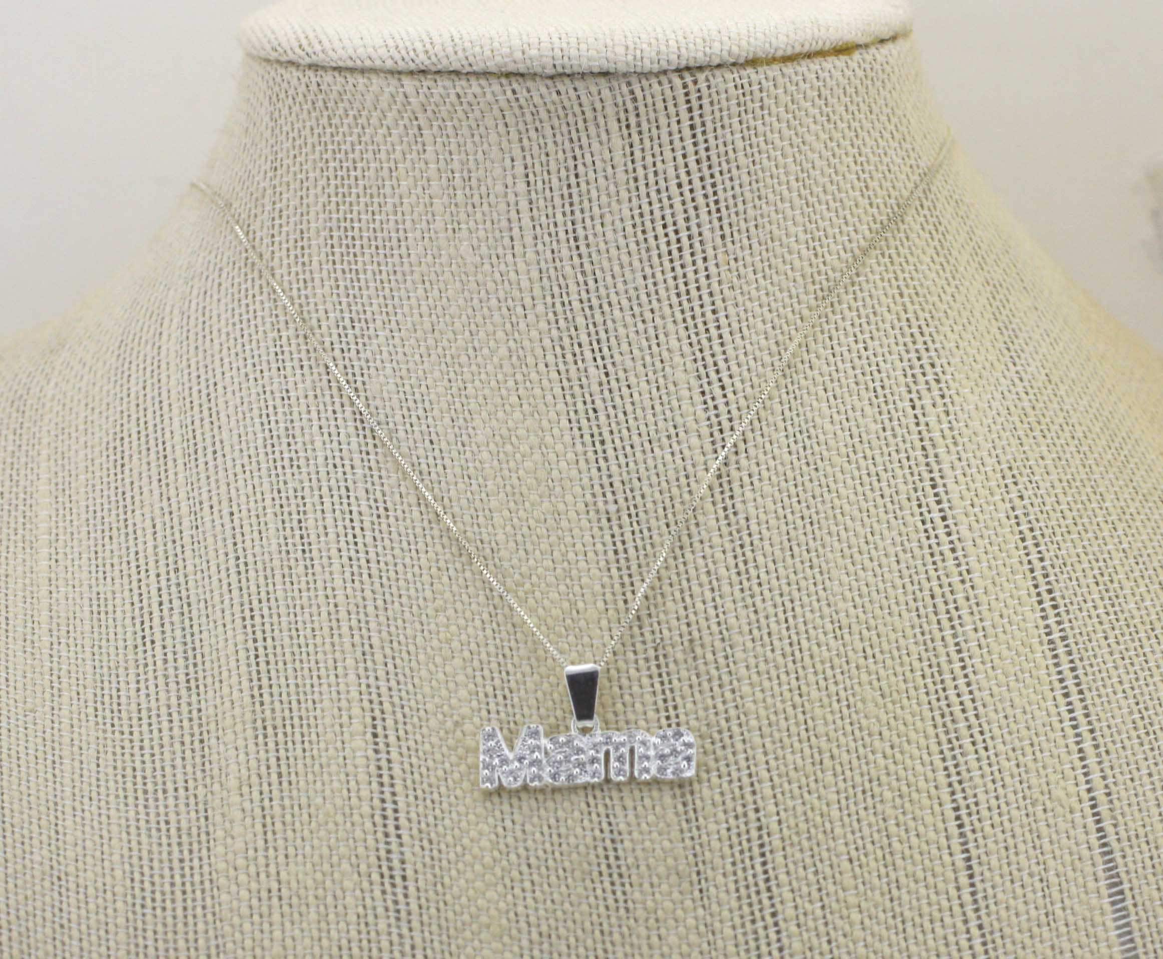 Silver Mama Necklace, Mother's Day Necklace, Sterling Silver Mama