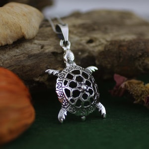 Zilveren schildpadketting, schildpadhanger, schildpadketting, zeesieraden, sterlingzilveren schildpadketting, dierensieraden zeeschildpadketting