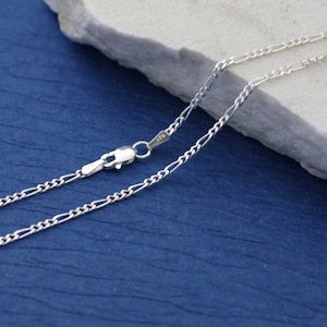 Catena Figaro in argento Sterling, collana sottile con chiusura a moschettone, catena Figaro in argento Sterling massiccio 925, maglia in argento Sterling 2,0 mm