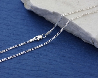 Sterling Silver Figaro Chain, Fine Necklace with Lobster Clasp, Solid 925 Sterling Silver Figaro Chain, Sterling Silver Silver  Link 2.0mm
