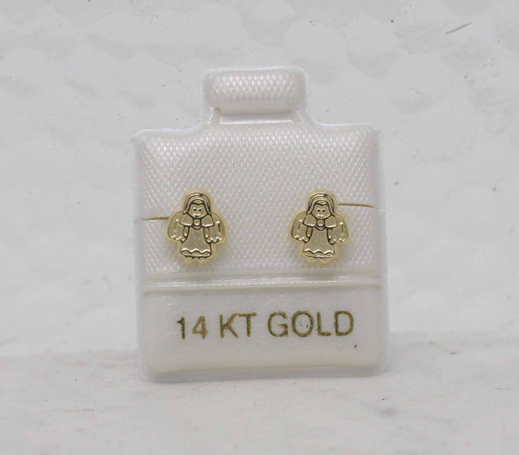 Gold 14k Angel Stud Earrings, Angel Stud Earring, Gold Angel Earring, Diamond Cut Baby Angel Earring, Baby Earrings,